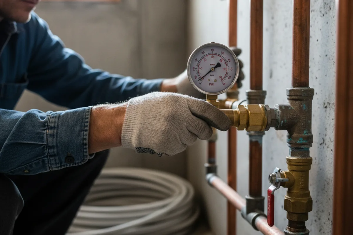 Pressure testing a repaired line during Water Line Repair in Warner Robins